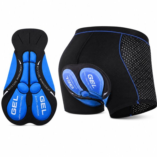 Geweo Mountainbike Onderbroek-Fietsbroek-MTB Broek-Fiets Sportonderbroek Voor Heren/Dames -Mesh-5D Gel Pad Shockproof-Shockproof Sportonderbroek - Ademend & Comfortabel-Zwart Blauw-Maat L