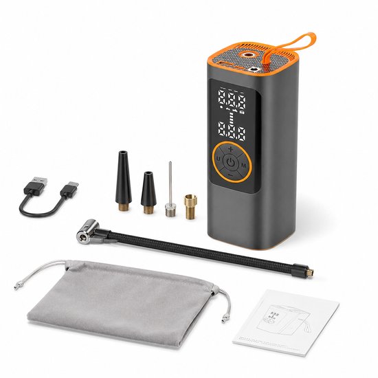 Gloovon® Draagbare Compressor - Elektrische Bandenpomp - 150 PSI & Powerbank - USB Oplaadbaar - Elektrische Fietspomp - Voor Auto, Motor & Fiets