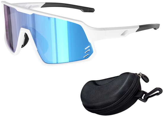 Gloovon® - Sportbril voor Kinderen – Geschikt voor 6-13 jaar – UV400 Bescherming – Lichtgewicht TR90 Montuur – Ideaal voor Fietsen, Hardlopen & Sport – Wit/Blauw