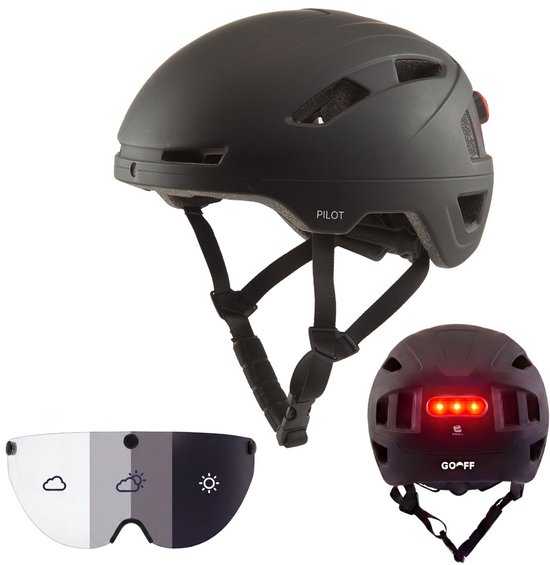 GO-OFF PILOT Fietshelm – automatisch vizier van Merkloos