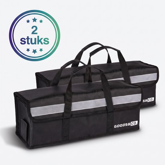 Goods&Co Accutas Ebike Brandveilig - Twee stuks - Elektrische Fiets Accu Tas - Beschermhoes E-bike - Brandwerende Zak Fietsaccu - Hittebestendige Lipo Bag voor E Bike - Brandzak - Brandveiligheid– Accuhoes – Saver Hoes - Zwart