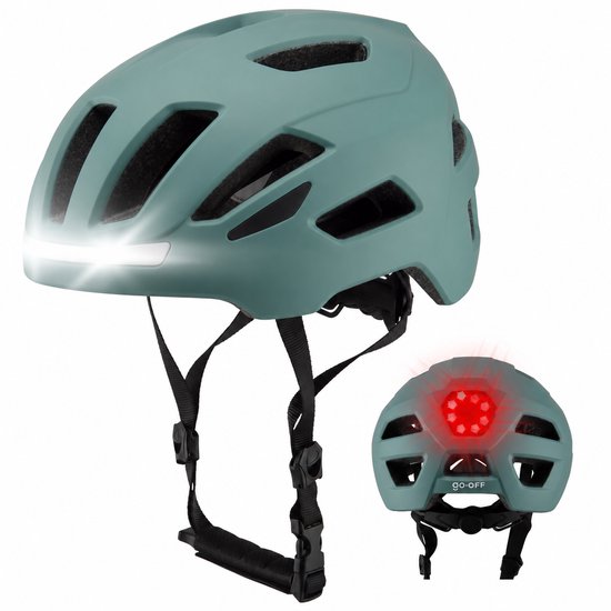 GOOFF® RIDER Fietshelm met Verlichting - Ebike Helm voor Volwassenen - Geschikt voor Elektrische Fiets en Racefiets - LED Licht - Dames en Heren - Blauw - L