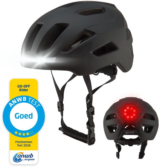 GOOFF® RIDER Fietshelm met Verlichting - Ebike Helm voor Volwassenen - Geschikt voor Elektrische Fiets en Racefiets - LED Licht - Dames en Heren - Zwart - L van GOOFF®