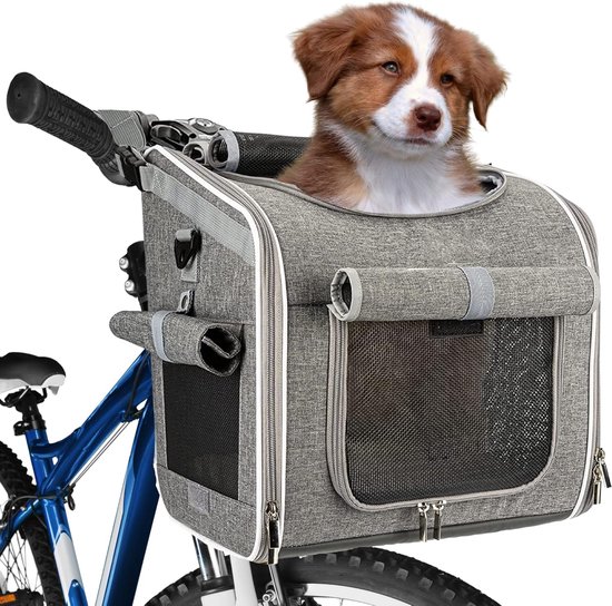 GoRide® Stuur Fietmand voor Honden - Grijs - 45x35x34 cm van GoRide