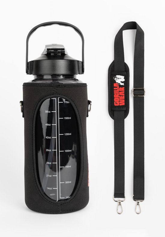 Gorilla Wear Waterfles met Sleeve - Zwart - 2 L
