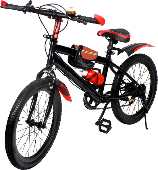 Gran Vida® - Mountainbike - 20 inch - 7 Snelheden - Dubbele Schijfrem - Koolstofstaal - Rood/Zwart