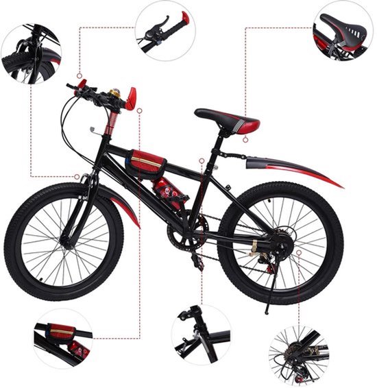 Gran VidaÂ® - Mountainbike 20 inch - Kinderfiets - Dubbel Remsysteem - Verstelbaar Zadel - Rood/Zwart van Gran Vida