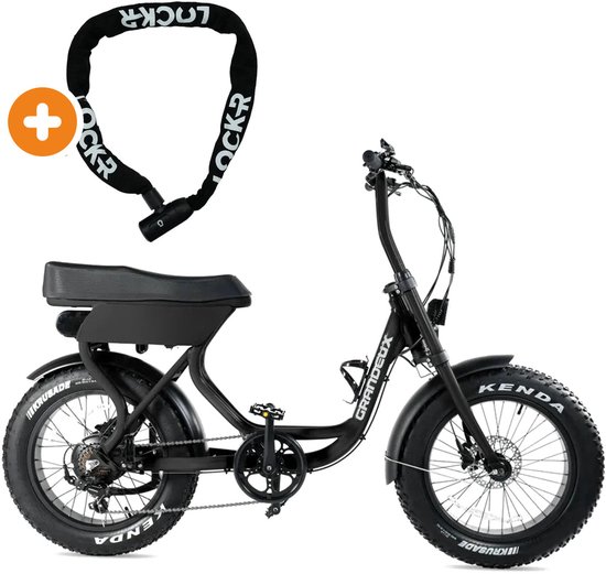 Grandeux Xcite - Elektrische Fatbike - 20 inch - 250W motor - Actieradius tot 80 km - 7 versnellingen - Hydraulische schijfremmen - 480Wh accu - Zwart