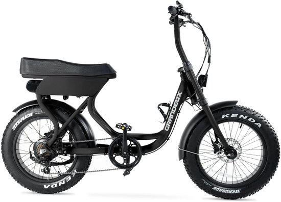 Grandeux Xcite Elektrische Fatbike - Lage Instap - Inclusief Bekerhouder - 20 Inch - 250W Motor - 7 Versnellingen - 50 km Actieradius - Hydraulische Schijfremmen - Zwart van Merkloos