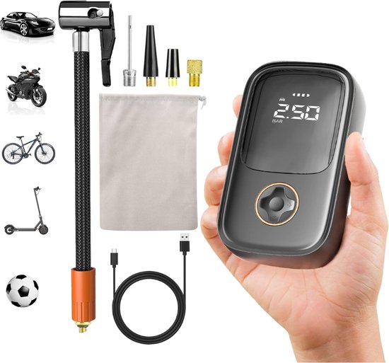Gratyfied - Elektrische Pomp Fiets Auto - Draagbare Luchtcompressor - Electrische Fietspomp Oplaadbaar - Autobanden Pompu - Autobanden Pomp Electrisch - van Gratyfied