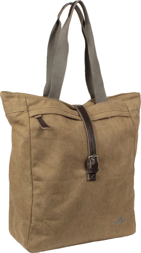 Greenlands canvas camel - fietstas - Shopper - met jeans voering - camel bruin - 20 liter van Greenlands