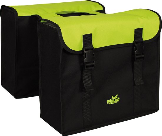 Greenlands - Dubbele Fietstas - 34 Liter - Zwart;Groen Lime van Greenlands