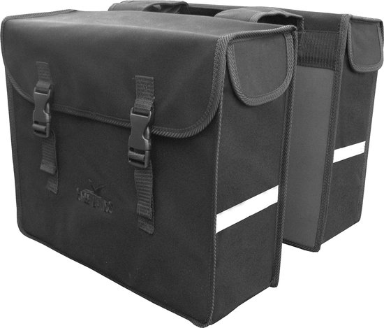 Greenlands - dubbele fietstas - canvas - achtertas - reflectie - uitsparing - 33 l - zwart van Greenlands