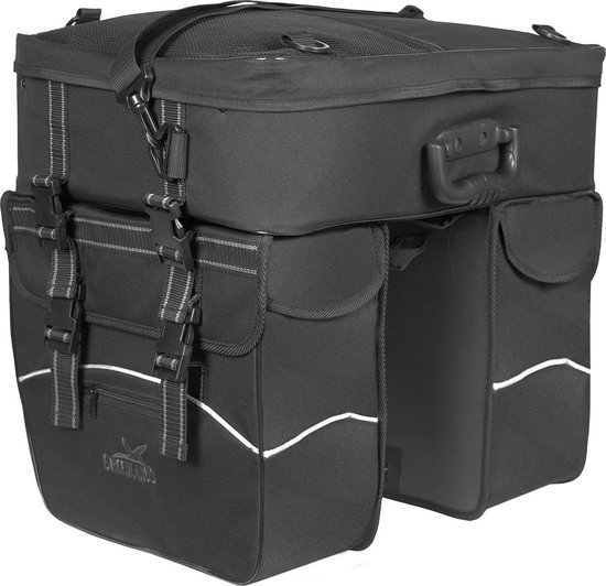 Greenlands Travel Touring - dubbele fietstas - met afneembare topcase - 3-delige fietstas - 2x34 en 1x25 liter - zwart van Greenlands