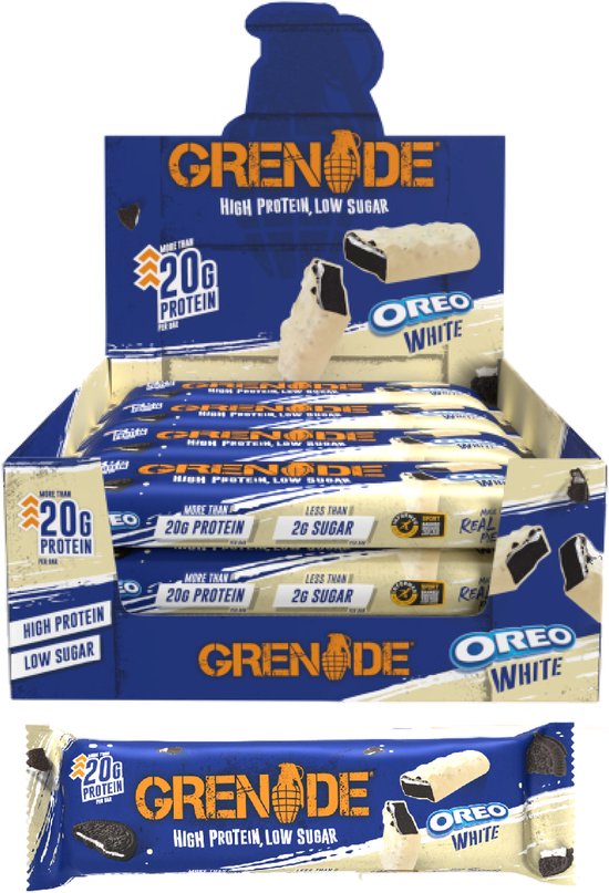 Grenade - High Protein, Low sugar - Protein bar - Oreo White - 21g eiwit - 12 x 60g - Eiwitreep - Diverse smaken