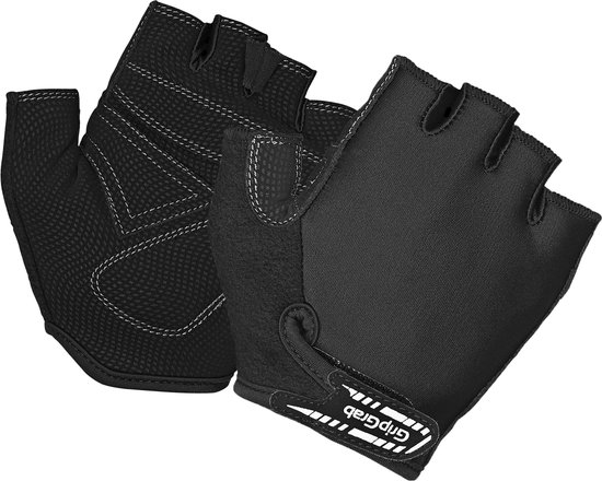 GripGrab - Kids' X-Trainer Junior Korte Vinger Zomer Kinder Fietshandschoenen - Zwart - Unisex - Maat L van Gripgrab