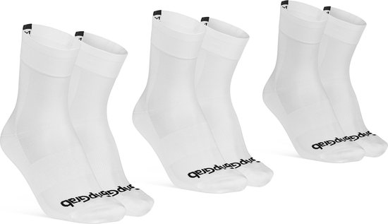 GripGrab - Lightweight SL 3PACK Performance Zomer Fietssokken 3 Paar Coolmax Wielersport Sokken Regular Cut - Wit - Unisex - Maat L (44-47)