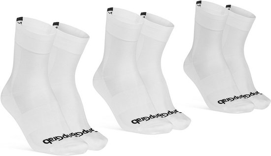 GripGrab - Lightweight SL 3PACK Performance Zomer Fietssokken 3 Paar Coolmax Wielersport Sokken Regular Cut - Wit - Unisex - Maat XS (35-38)