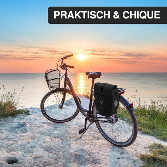 Grote Waterdichte Draagtas 28L Capaciteit - Fiets Bagagedrager - Valkental Reflectoren Double Bicycle Bag van Valkental
