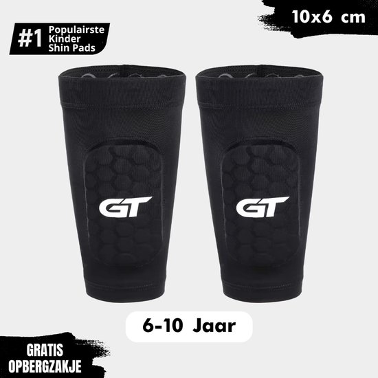 GT Sleeve Shin Pads Junior – 10cm x 6cm - ingebouwd - 6-10 jaar - Ingebouwde Scheenbeschermers - Ultralichte Trainingsaccessoire voor Voetbal – Comfort & Bewegingsvrijheid – Voetbalscheenbeschermers Kind -Unisex – Zwart