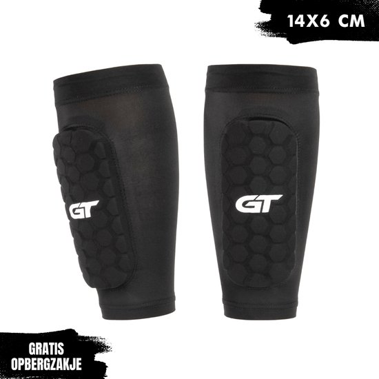 GT Sleeve Shin Pads Max+ Junior – 14 cm x 6 cm - ingebouwd - 6-11 jaar - Ingebouwde Scheenbeschermers - Ultralichte Trainingsaccessoire voor Voetbal – Comfort & Bewegingsvrijheid – Unisex – Zwart