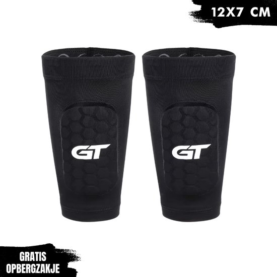 GT Sleeve Shin Pads Senior – 12cm x 7cm - ingebouwd - 12+ jaar - Ingebouwde Scheenbeschermers - Ultralichte Trainingsaccessoire voor Voetbal – Comfort & Bewegingsvrijheid – Unisex – Zwart