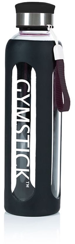 Gymstick Glazen Waterfles - Drinkfles - Zwart - 600 ml van Merkloos