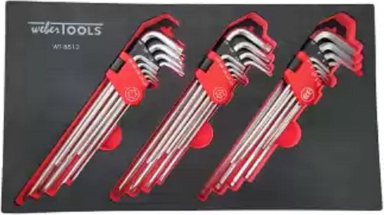 Haakse sleutel set Extra lang Torx, Torx-H, Inbus 25 delig-Weber Tools van Weber Tools