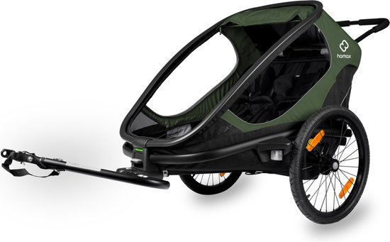 Hamax Outback Fietstrailer incl. Fietsarm & Kinderwagenwiel, groen/zwart van Hama
