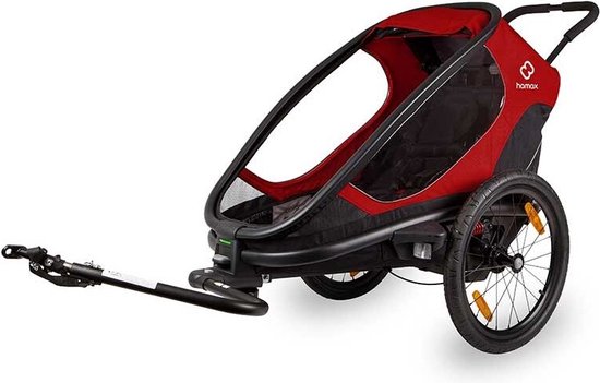 Hamax Outback One Fietstrailer incl. Fietsarm & Kinderwagenwiel, rood/zwart van Hama