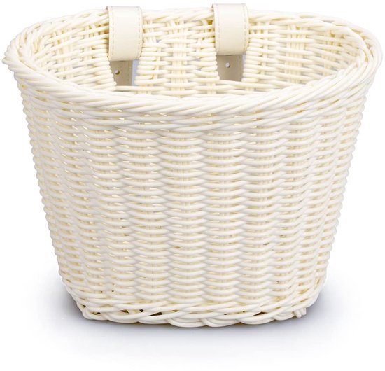 Handgemaakte kunstrieten fietsmand voor kinderen - Fietsstuurtas - Fietsaccessoires - Afneembare rieten mand - Boodschappenmand - Huishoudmand - Geschikt voor jongens- en meisjesfietsen - Wit van Merkloos