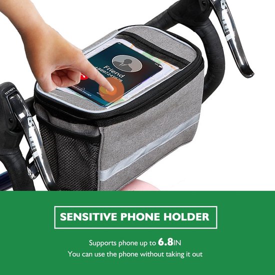 Handlebar Bag for Bicycle Mobile Phone Holder - 6.8 Inch Cool Bag Keeps Food Hot or Cold - Frame Bag Accessories for MTB Road Bike van Lruvdox