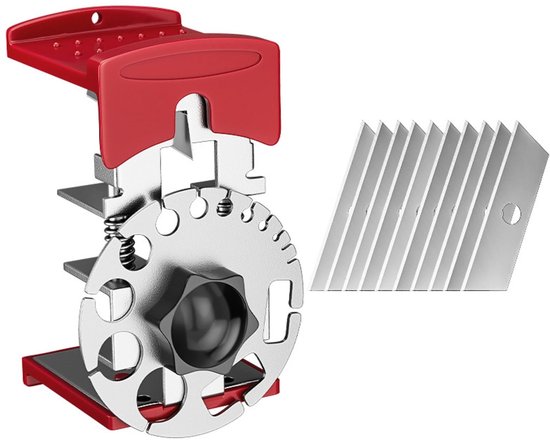 Handmatige kabelafschilmachine, kabelstripmachine, boor aangedreven stripper machine, multifunctionele afstriptool voor het afstrippen van ronde en platte kabels, met 10 reserveonderdelen, 106 x 70 mm