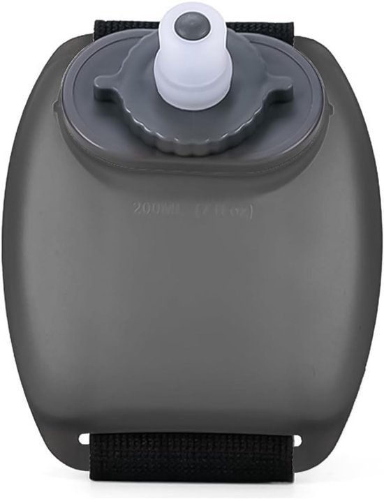 Handsfree Drinkfles Pols - Waterfles - Draagbare polswaterfles 220ml BPA - vrij voor hardlopen en sport - met schroefdop en tuit - Creatieve polsband - Zwart - Draagbaar outdoorproduct - Lichtgewicht Siliconen Sport Bidon