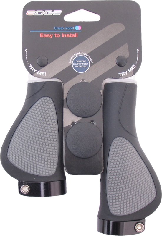 Handvatset Edge ErgoCity Plus met lockring - 136/95mm - zwart / grijs van Ergotec