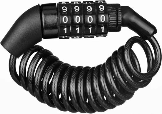 Hangslot - Slot - fietsket hangslot - Kettingslot - met 4-cijferige code - Metaal - zwart - kabel max.150 cm - Antidiefstal - voor Fiets Snowboard van TOTU