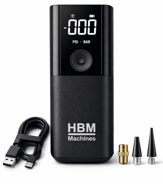 HBM Electrische Fietspomp & Luchtcompressor 150 PSI - Draadloze bandpomp Auto & Fiets - Digitale Mini Compressor - Compact & Oplaadbaar