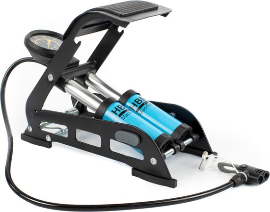 HBM professionele voetpomp met dubbele cilinder en manometer 9 bar. Set 8 Bar van HBM