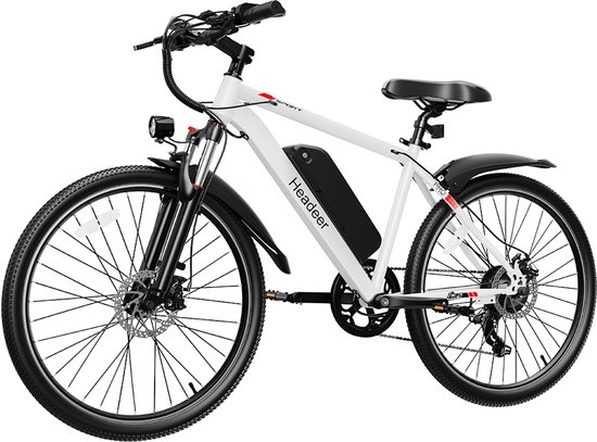 HEADEER BK1350 E-bike - 26 inch - 56km actieradius - 350W motor - 48V 13.5Ah accu - Topsnelheid 25 km/u - Wit