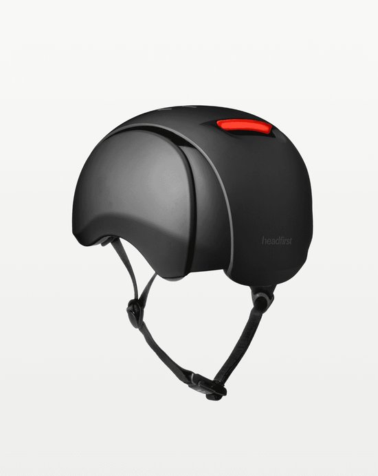 headfirst Echo Pro fietshelm met LED remlicht - Zwart - XS/S (51-56 cm) - SafeFit aanpasbare fietshelm voor e-bike, stadsfiets, step & skate - magnetische sluiting