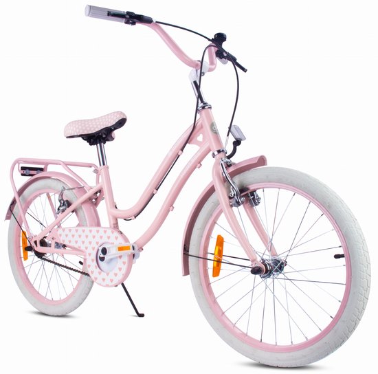 Heart Bike Fiets voor een meisje van 6 tot 10 jaar, 20 inch Silver Moon Roze, kinderfiets in hoogte verstelbaar van Merkloos