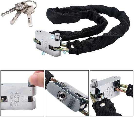 Heavy Duty hangslot anti-diefstal veiligheidsslot met 3 sleutels voor fiets motorfiets - Fiets kettingslot - Mountain Road fietsen - lengte 99 cm van Elro