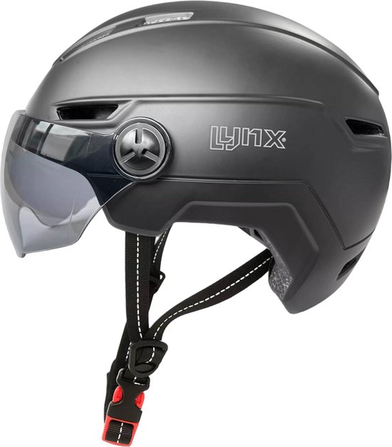 Helm Falko voor speed pedelec / snorfiets NTA-8776 Gekeurd met 2 vizieren Helder en Donker Zwart 58-61cm (L-XL) van Merkloos