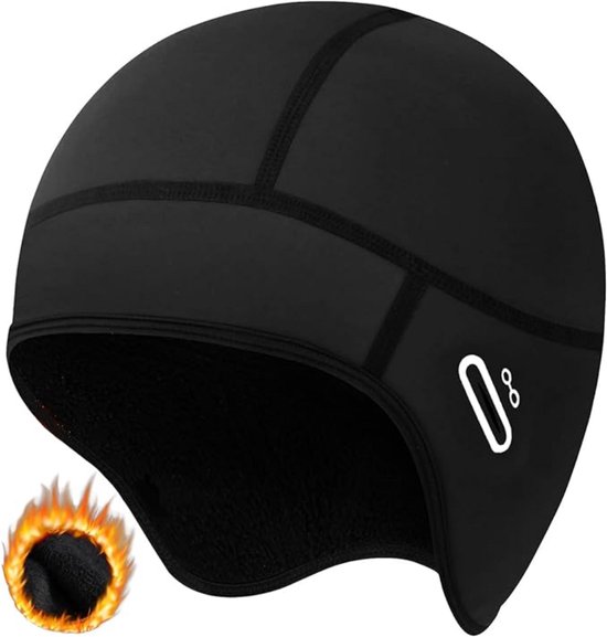 Helmmuts fiets - Fietsmuts - wielren muts - Onder helm - Helmmuts - Winddichte Sportmutsen voor in Helm - Helmmuts winter fiets - Perfect voor Fietshelm, Skihelm en Berghelm - Fleece - Zwart van Merkloos