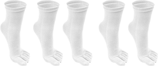 Heren Sokken - Vijf Teen Sokken - Sport en Casual - Ademend Katoen - Maat 39-44 - Wit en Zwart