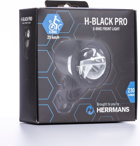Herrmans Voorlicht H-black Pro 6/12 V E-bike 230 Lumen Zwart