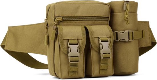 Heuptas met flessenhouder, heuptas voor heren, sport, militair, voor trekking, fietsen, wandelen, kamperen, reizen