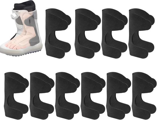 Hielbeschermers - Scheenbeschermers voor skischoenen - 10-pack zelfklevende scheenbeschermers - zelfklevend - Scheenbeschermers voor skiërs, beginners en skiliefhebbers, indoor/outdoor competitie, zwart van Merkloos