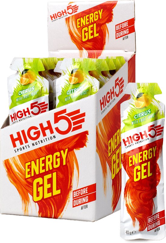 HIGH5 - Isotonic Energygel - Lemon smaak - Energie gel - Isotone Sportgel - Harlopen & Wielrennen - 20 x 40ml van Merkloos