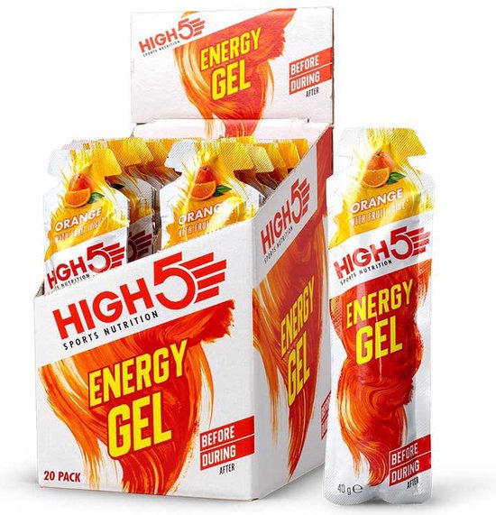 HIGH5 - Isotonic Energygel - Orange smaak - Energie gel - Isotone Sportgel - Harlopen & Wielrennen - 20 x 40ml van High5